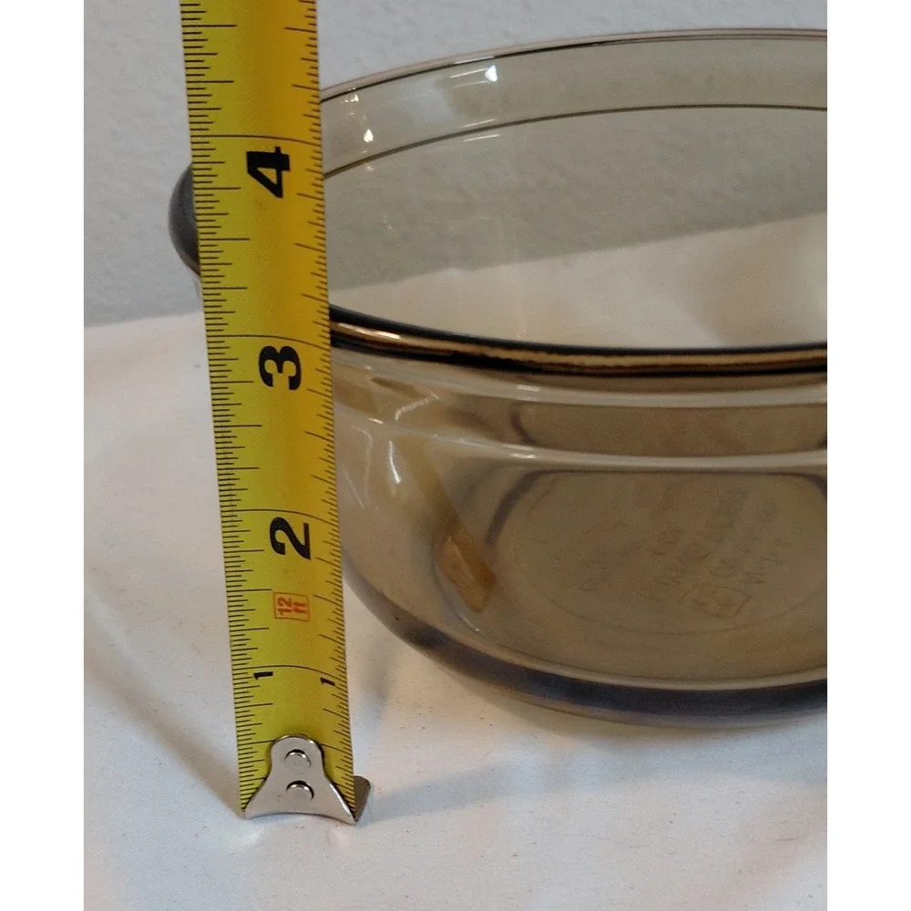 Lot of 2 Vintage Anchor Hocking Smoke Brown Glass Mixing Bowls 1 Qt 6.5